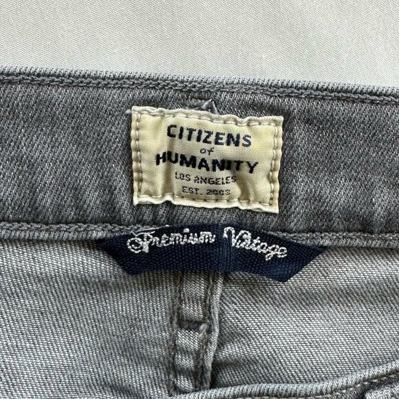 Citizens of Humanity Jeans Womens 27 Rocket High Rise Skinny Fringed Denim Gray - Picture 7 of 12
